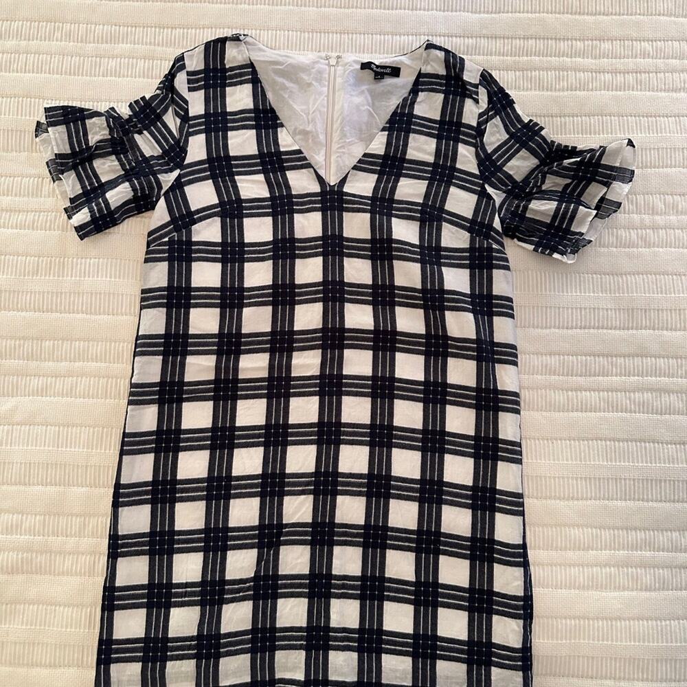 Madewell 0 Leighton Bell-Sleeved Plaid Mini Dress - Picture 4 of 6
